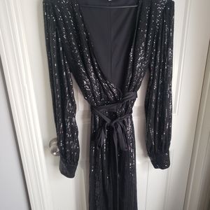 Black robe style dress, nylon swish